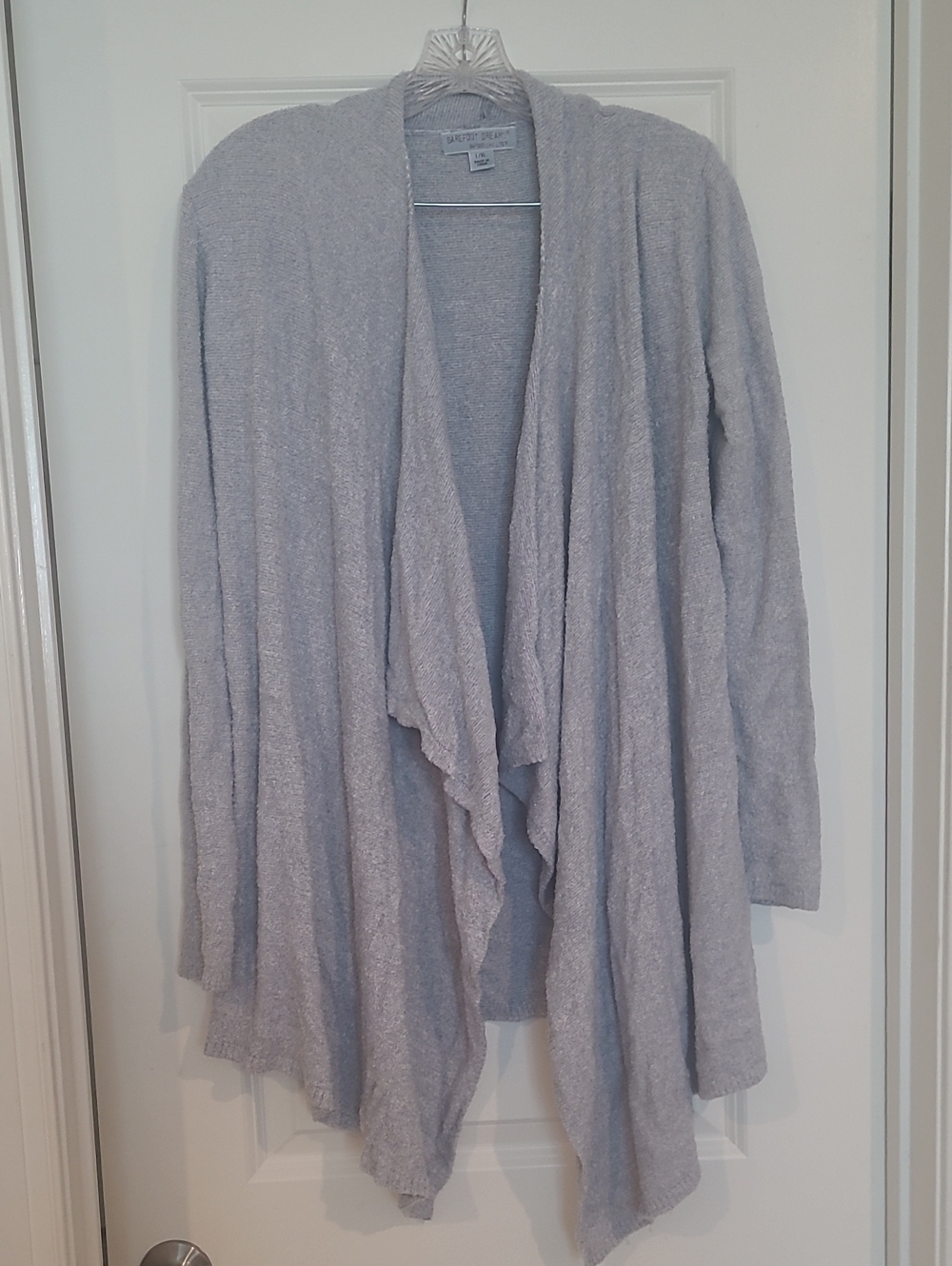Barefoot Dreams Light Gray Draped Open-Front Cardigan